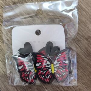 Butterfly Earrings with Heart Accents